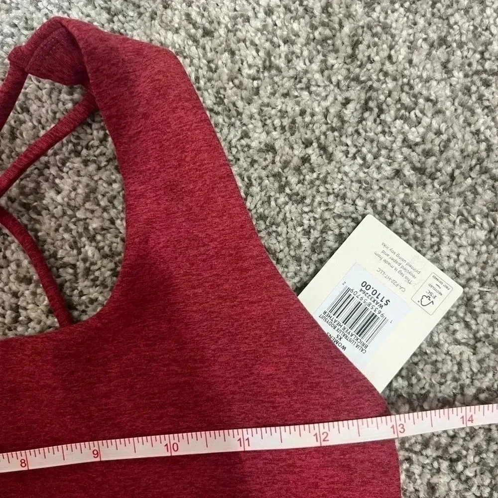 CALIA LustraLux Fitted Bodysuit Heather Red  Size‎ XS